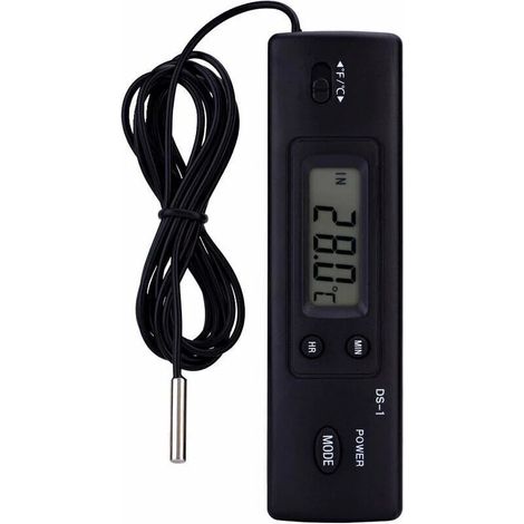 Thermomètre numérique LCD avec capteur filaire pour la mesure de la température et de l'humidité, idéal pour réfrigérateur, aquarium et climatisation. (1/5)