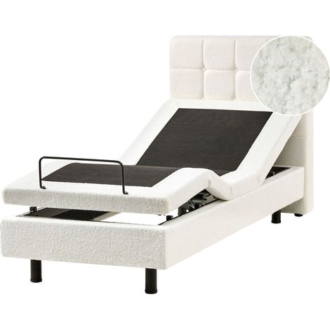 Bett verstellbar Bouclé DUKE 80 x 200 cm Cremeweiß