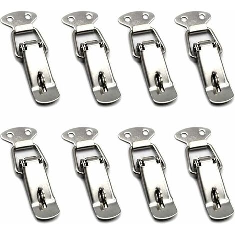 royaluxe -8 Pièces Fermeture a Levier Fermeture à Ressort Loquet Bascule en Acier Inoxydable Pour Coffre à Outils,Tiroir,Armoire et Coffre - Silver HS-009 (1/5)