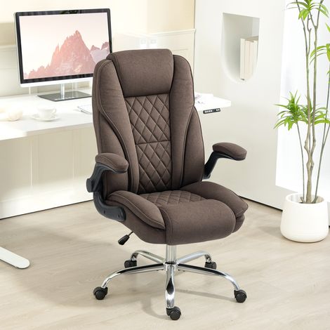 Sedia da ufficio, sedia ergonomica da ufficio, altezza regolabile, braccioli ribaltabili, 70 x 70 x 114-122 cm, marrone (1/5)