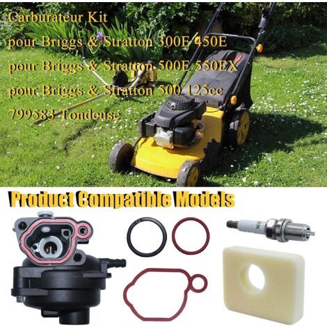 Kit di riparazione carburatore per tosaerba 300E, 450E, 500E, 550EX, 500 (125-140 cm³) cod. 799583, con candela e filtro aria in cotone (1/4)