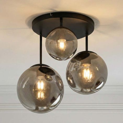 [GEBRAUCHT] B-Ware Lindby Deckenleuchte Teeja LED Deckenlampe Leuchte dimmbar grau Ø47cm 3-flammig (1/2)