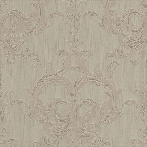 Papel pintado barroco Profhome 961963 papel pintado textil texturado de estilo barroco mate marrón beige 5,33 m2