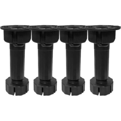 – Lot de 4 pieds de meuble cuisine réglables 150 à 210 mm – Ø 28 mm – Base plastique pour clips de plinthe – Fixation facile (1/2)