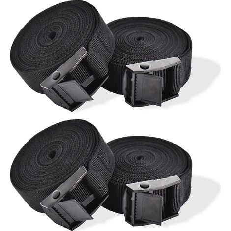 Sangles d'arrimage à cliquet de 3 m avec verrou pour remorque moto - Sangle noire de 25 mm (1/5)