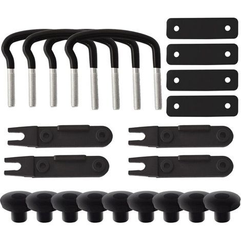 Universal mounting kit for stainless steel roof boxes, 4 pieces, with 8 locking nuts and 2 straps (1/5)