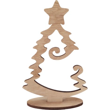 Arbre De Noël En Bois - Arbre De Table En Bois Pour Appui-Fenêtre Et Salon - 21 X 13,5 X 0,6 Cm - Base Incluse - 1 Pièce (1/5)