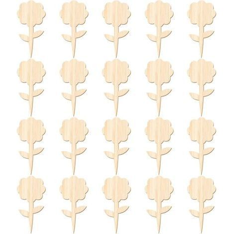 CSPARKV 20 Pièces Étiquettes Plantes Étiquette Bamboo Garden Marquage Plantes Étiquette Marquage Forme Fleur Bambou Étiquette Marquage Ecologique Plantes Étiquettes Plantes Bamboo pour Jardin (1/5)