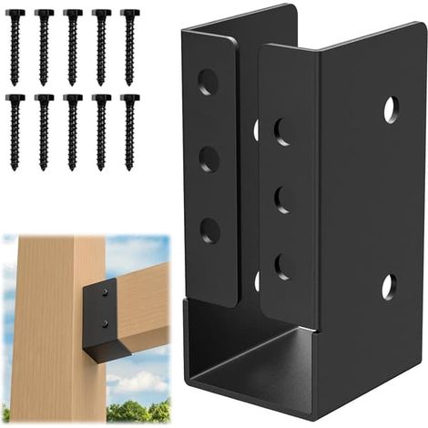 Supports de poutre cachés - 8 pièces 2" x 4" finition extérieure avec brides cachées - Supports de poutre cachés en acier Q235B revêtus de poudre pour (1/4)
