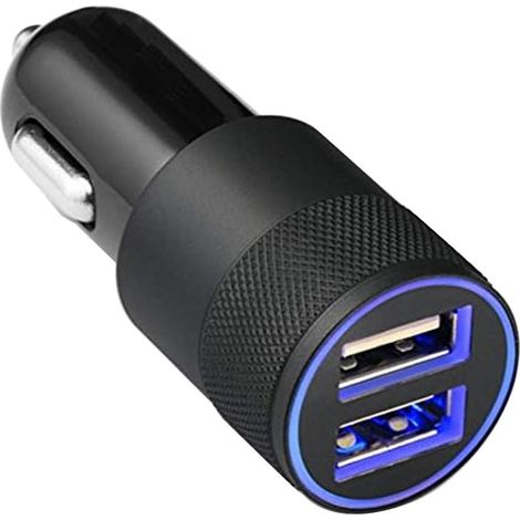 Chargeur Allume-Cigare (5V/4.8A/24W) Voiture/Camion Double Port USB pour Tablette pour Smartphone iPhone 13/12 Pro (Max)/11 Pro (Max)/X/XR/XS (Max)/8(+) S20/S10/S9/Note 20/10 (Noir)