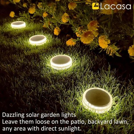 Lampes solaires d'extérieur, lot de 4, 30 lm, étanches IP68