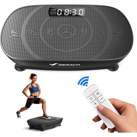 MERACH Vibration Platform, 10 Speeds, LED Screen, Remote Control, Fitness Vibration, Weight Loss, Muscle Building, Black, Max 150KG