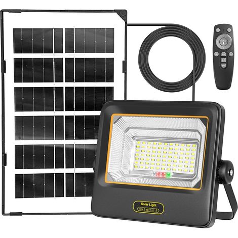 Lampe Solaire Exterieur 200W,Avec Télécommande, Indicateur de Batterie 7 Modes IP67 Étanche,Avec Câble de 4.2m - Spot Solaire Exterieur pour Garage, Jardin, Porte D'entrée, Cour, Pelouse (1/5)