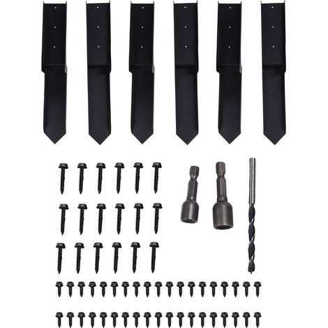 Kit de réparation 6 pièces pour poteau de clôture en H, acier laminé à froid, réparation de poteau bois endommagé (1/5)