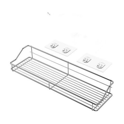 Lntyq Tablette de salle de bain,Pas de poinçonnage autocollant salle de bain double étagère cuisine salle de bain tenture murale stockage en acier inoxydable（35125.8cm）