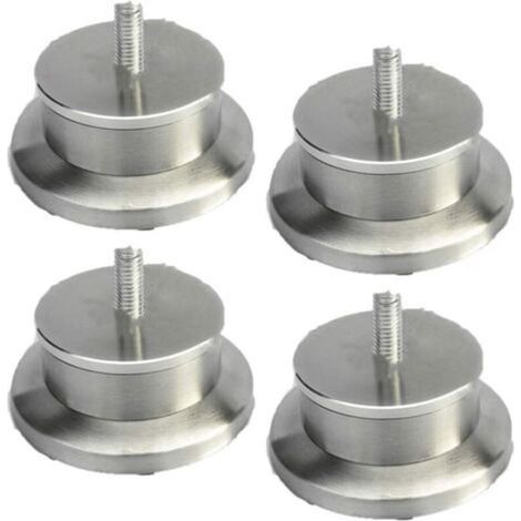 4 pieds de meubles en acier inoxydable, pieds de meubles ronds en métal, pieds de meubles pour table, canapé, lit, plan de travail, TV, vis M8 (3 cm)