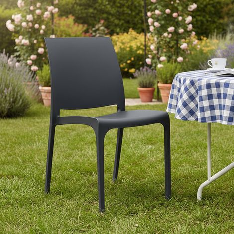 Dmora - Gartenstuhl Tambora, Gartensitz, Outdoor-Stuhl, Outdoor-Sessel, Made in Italy, 54x46 h80 cm, Schwarz (1/3)