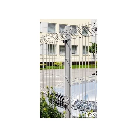Palo Tubolare Grigio Chiaro 50x50 mm - Altezza Palo 108 cm - Completo di 3 piastrine - a tassellare (1/3)
