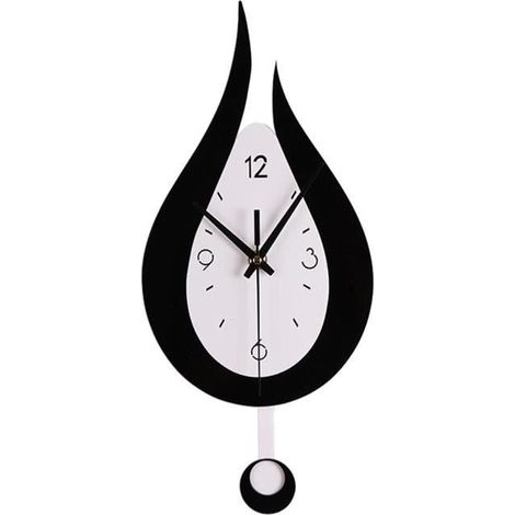 Horloge Murale à Pendule - HOMYL - Noir - 30 cm - Silencieuse - Décorative pour Cuisine (1/4)