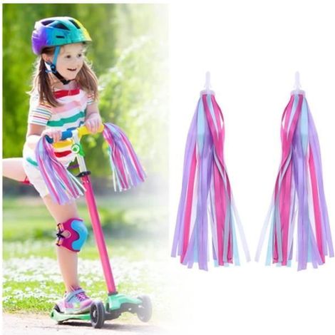 Enfant Vélo Rubans Tassel, Vélo Guidon Streamers, 2 Paire Guidon Glands Décoration pour Enfants, Scooter Filles Garçons. (1/4)