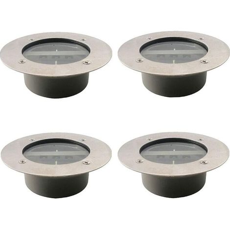 Projecteur solaire à 3 LED étanches IP65 – Blanc froid – Acier inoxydable et verre – Panneau solaire haute performance – Lot de 4 (1/5)