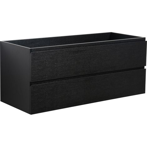 Badplaats Mobile Sottolavabo Angela 120 x 48 cm – Nero Effetto Legno – Mobile Sospeso con Cassetti (1/5)