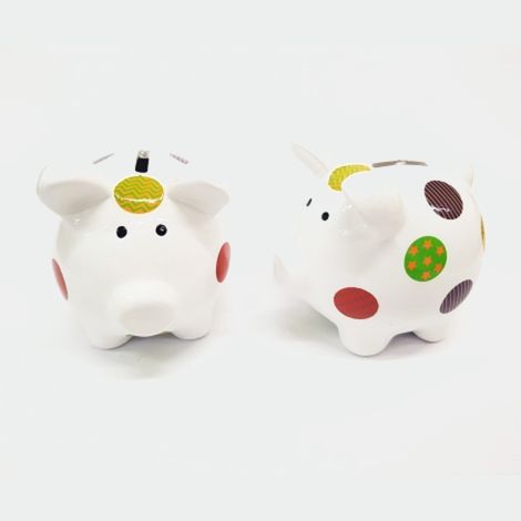 Trade Shop - Salvadanaio Maialino Maiale In Ceramica Per Monete Decorazione Classica Regalo -
