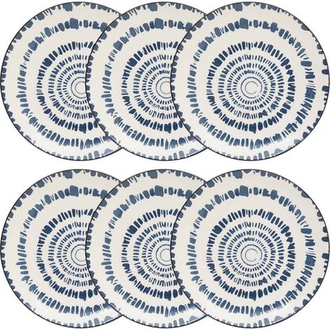 Lot de 6 Assiettes à Dessert "Umami Rayon" 19cm Bleu
