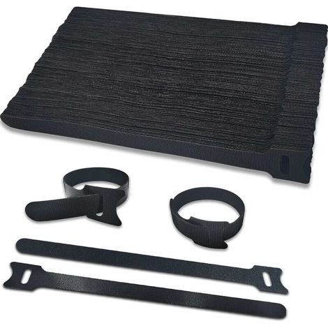 100 attaches Velcro pour organiser et maintenir tous les câbles, attaches Velcro auto-adhésives de 12 mm de large pour l'extérieur et les ateliers. (1/5)
