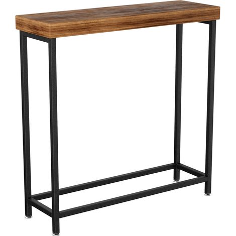 Nikki - Consola de entrada y salón rectangular 75x75x24 cm estilo industrial en metal y MDF marrón