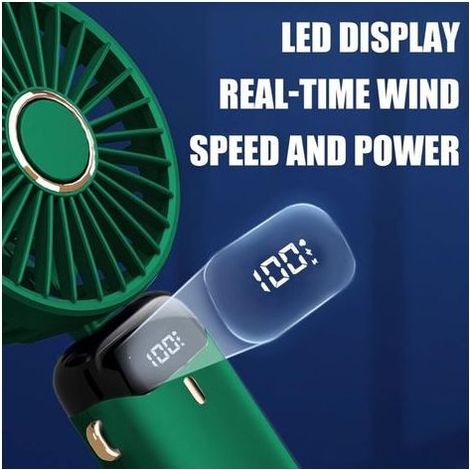 Ventilateur portable rechargeable par USB, 5 vitesses, alimenté par batterie, pliable, pour la maison, le bureau, l'extérieur, les voyages, bleu foncé