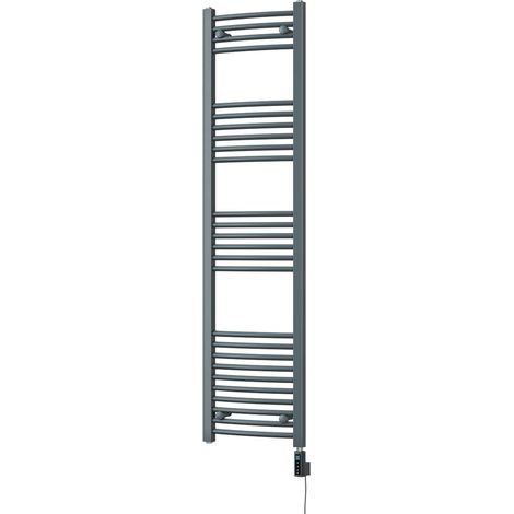 Zennor - Anthracite Electric Towel Rail H1600mm x W400mm Curved 500w Thermostatic WIFI (1/3)
