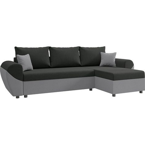 Divano letto angolare e reversibile in Tessuto Nero e Grigio LIERNO (1/4)