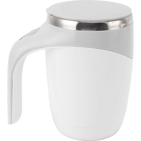 Mug mélangeur magnétique automatique pour café, tasse auto-mélangeuse à piles, mug mélangeur électrique avec revêtement en acier inoxydable, blanc (1/5)