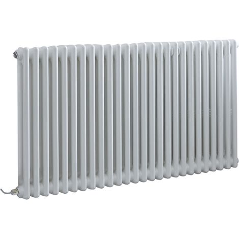 Hudson Reed Windsor - Radiateur Électrique Style Fonte Rétro Horizontal Double Rang avec Thermostat Wi-Fi - Blanc - 60 cm x 119 cm