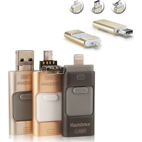Trade Shop - 3 IN 1 FLASHDRIVE 16GB USB SCOMPARSA FÜR SMARTPHONE PC ARCHIVIO MEMORIA DATI -