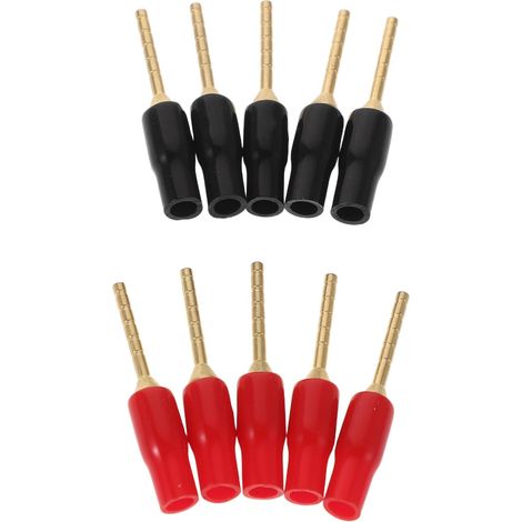 eur de Fiches Bananes pour Haut-Parleur 2mm, Cuivre PVC Lot de 10 Pièces, Finition Dorée, Gaines Isolantes Pvc, pour Câble Audio Enceinte et Home Theatre (1/5)