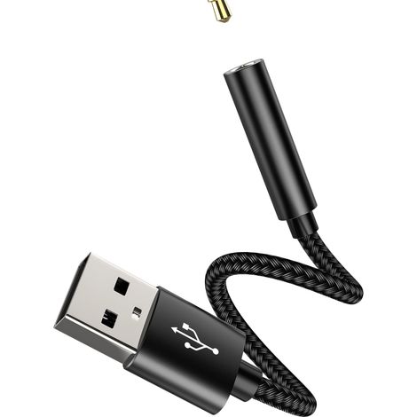 Adaptateur audio 3,5mm femelle vers USB mâle, convertisseur prise casque AUX DAC connecteur de câble stéréo numérique pour micro casque dongle interface USB-A pour PC ordinateur portable périphériques (1/5)