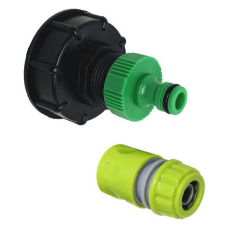 Raccord S60x6 avec connecteur de robinet à dégagement rapide de 1" pour réservoir IBC, récupération des eaux de pluie de 1 000 L (raccord de 1" 90 g et connecteur de tuyau à 4 points) (1/5)