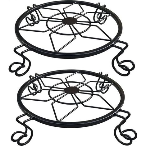Support pour Plantes en Pot,Support pour Plante en Métal Résistant à la Rouille, Table de Jardin Design en Fer Forgé,Porte-Pots de Fleur en Fer Forgé- Noir (1/4)