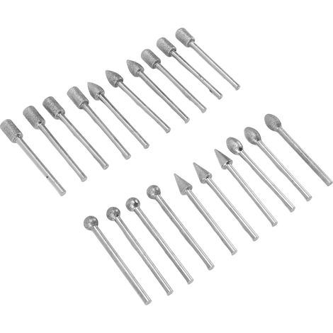 Ensemble de 20 pièces pour la sculpture sur pierre : fraises rotatives à tige de 3 mm pour verre, métal et pierre de jade. (1/5)
