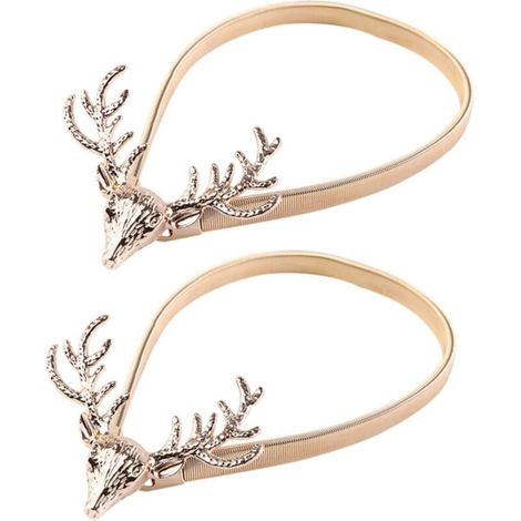 Bardusch - 2pièces Boucles De Rideaux Fer sans Perforation Sangle Élastique Fer Embrasses Tête De Cerf De Noël pour Salon Chambre Cuisine (1/4)