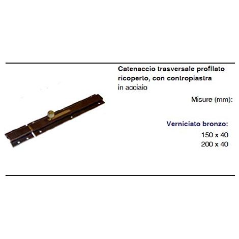 MASIDEF - Catenaccio Trasversale con contropiastra Bronzo 150x40mm