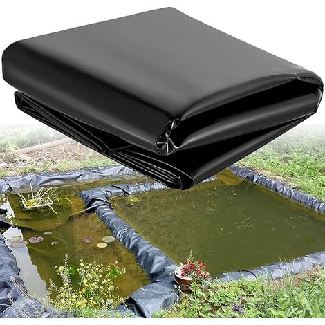 Bache de bassin en polyéthylène haute densité - 2 m x 3 m - Noir - Pour bassins à poissons, ruisseaux, fontaines et jardins aquatiques (1/4)