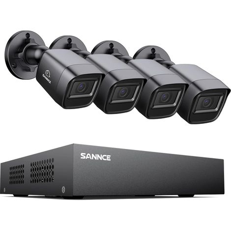 Système de caméras de sécurité 8CH 1080P avec enregistreur DVR CCTV + 4 caméras avec câble sans Disque Dur, Vision Nocturne jusqu'à 20 m, Alarme par détection de Mouvement, accès à Distance (1/5)