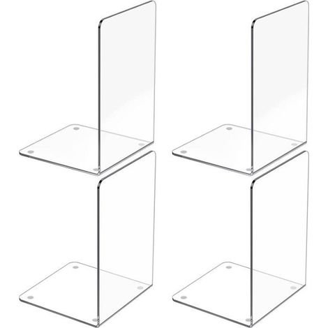 Ensemble de 4 serre-livres - Serre-livres - Support de livre transparent - Porte-livres - Organisateur d'étagère (1/5)