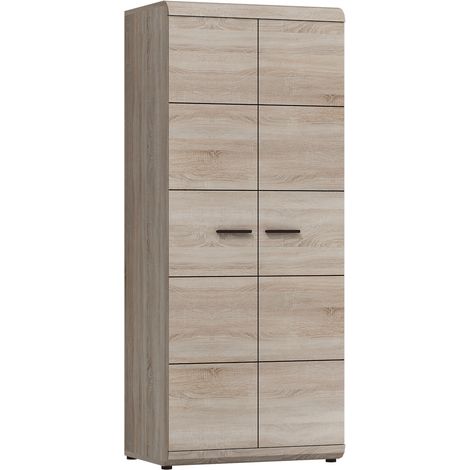 Guardaroba 2 Ante Mostaarr, Armadio Camera da Letto Appendiabiti, 2 Ripiani, 2 Ante, 80x194h cm Marrone Rovere