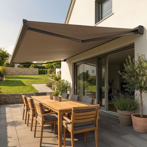 Store banne coffre intégral SOA (Manuelle - Gris anthracite RAL 7016 - Taupe 250g/m² - 4.00 x 3.00 m)
