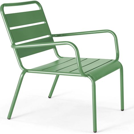 Fauteuil de jardin bas relax acier vert cactus - Palavas (1/5)