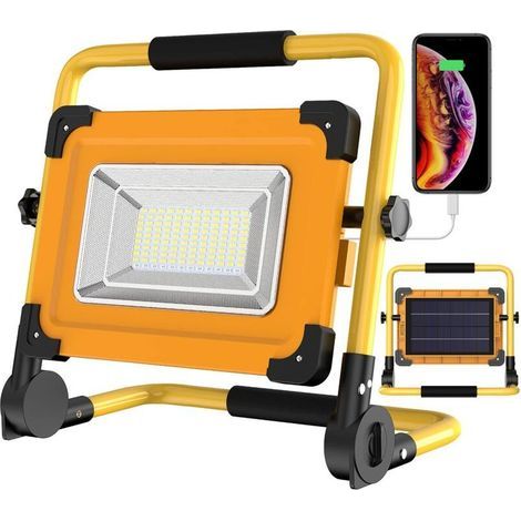 Projecteur chantier LED rechargeable solaire 100W – 120 LED – 12000mAh – Étanchéité IP65 – Modes d'éclairage haute luminosité et SOS (1/5)
